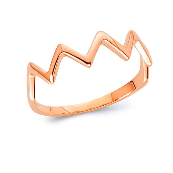 Wellingsale Ladies Solid 14k Rose / Pink Gold Polished Crown Design Wedding Ring Band - Size 4