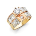 thumbnail image 1 of Wellingsale Ladies Solid 14k Tri 3 Color Gold Polished CZ Cubic Zirconia Round Cut Engagement Ring and Wedding Band Bridal Set - Size 8.5, 1 of 3