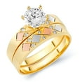 thumbnail image 1 of Wellingsale Ladies Solid 14k Tri 3 Color Gold Polished CZ Cubic Zirconia Round Cut Engagement Ring and Wedding Band Bridal Set - Size 8.5, 1 of 7