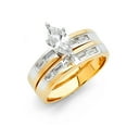thumbnail image 1 of Wellingsale Ladies Solid 14k Two 2 Tone White and Yellow Gold Polished CZ Cubic Zirconia Marquise Cut Engagement Ring and Wedding Band Bridal Set - Size 7.5, 1 of 3