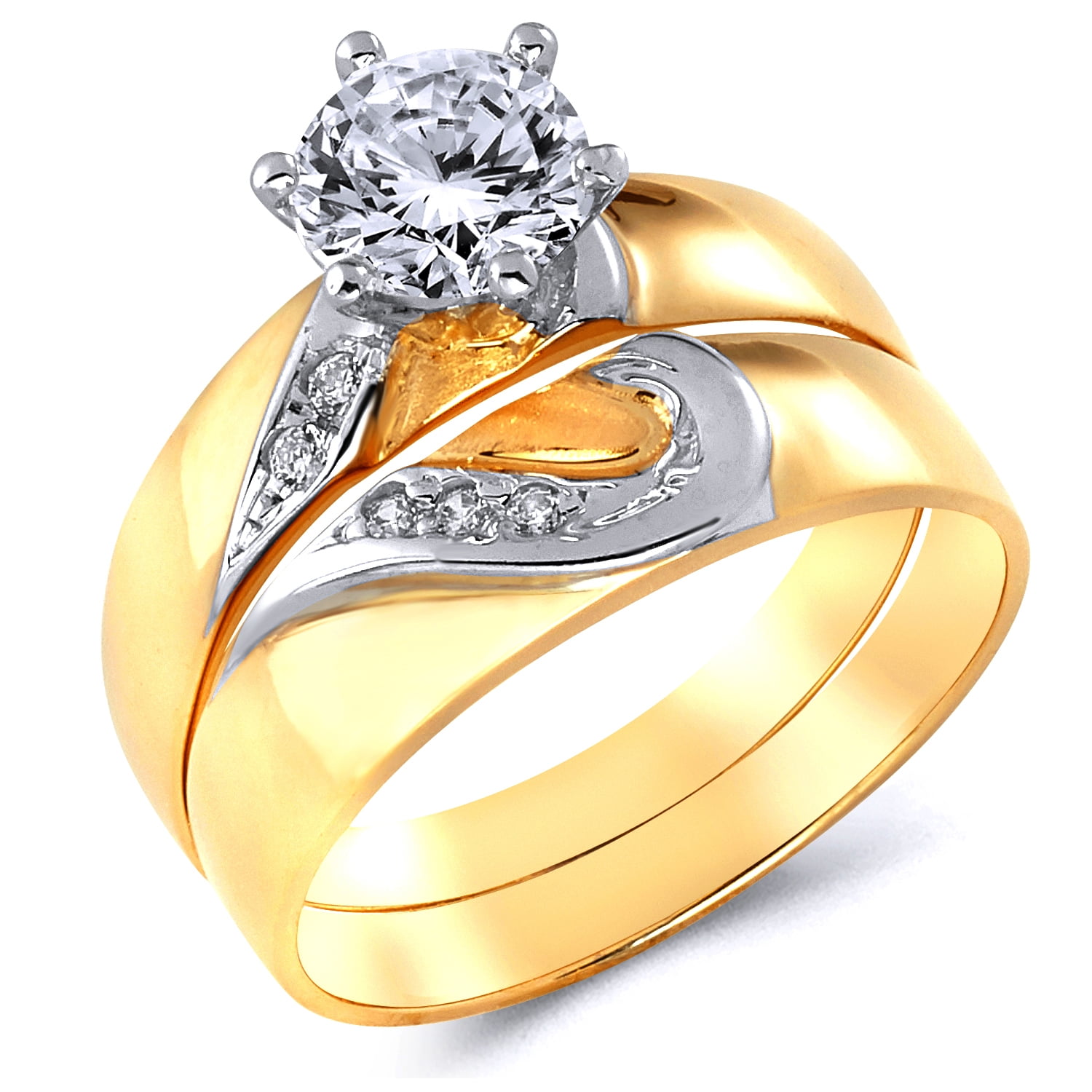 Yellow gold cubic sale zirconia wedding sets