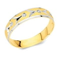 thumbnail image 1 of Wellingsale Ladies Solid 14k Two 2 Tone White and Yellow Gold Polished Diamond Cut CZ Cubic Zirconia Wedding Ring Band - Size 7, 1 of 5