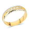 thumbnail image 1 of Wellingsale Ladies Solid 14k Two 2 Tone White and Yellow Gold Polished Diamond Cut CZ Cubic Zirconia Wedding Ring Band - Size 8.5, 1 of 5