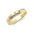 thumbnail image 1 of Wellingsale Ladies Solid 14k Two 2 Tone White and Yellow Gold Polished Diamond Cut CZ Cubic Zirconia Wedding Ring Band - Size 8, 1 of 3