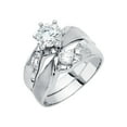 thumbnail image 1 of Wellingsale Ladies Solid 14k White Gold Polished CZ Cubic Zirconia Engagement Ring + Wedding Band Bridal Set - Size 8.5, 1 of 3
