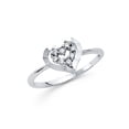 thumbnail image 1 of Wellingsale Ladies Solid 14k White Gold Polished CZ Cubic Zirconia Heart Right Hand Fashion Ring - Size 5.5, 1 of 3