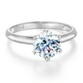 thumbnail image 1 of Wellingsale Ladies Solid 14k White Gold Polished CZ Cubic Zirconia Round Cut Engagement Ring - Size 6.5, 1 of 6
