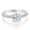thumbnail image 1 of Wellingsale Ladies Solid 14k White Gold Polished CZ Cubic Zirconia Round Cut Engagement Ring with Side Stones - Size 6.5, 1 of 6