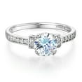 thumbnail image 1 of Wellingsale Ladies Solid 14k White Gold Polished CZ Cubic Zirconia Round Cut Engagement Ring with Side Stones - Size 8.5, 1 of 6