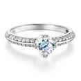 thumbnail image 1 of Wellingsale Ladies Solid 14k White Gold Polished CZ Cubic Zirconia Round Cut Engagement Ring with Side Stones - Size 8, 1 of 6