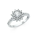 thumbnail image 1 of Wellingsale Ladies Solid 14k White Gold Polished CZ Cubic Zirconia Round Cut Halo Engagement Ring - Size 6.5, 1 of 3