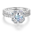 thumbnail image 1 of Wellingsale Ladies Solid 14k White Gold Polished CZ Cubic Zirconia Round Cut Halo Engagement Ring and Wedding Band Bridal Set - Size 4.5, 1 of 8