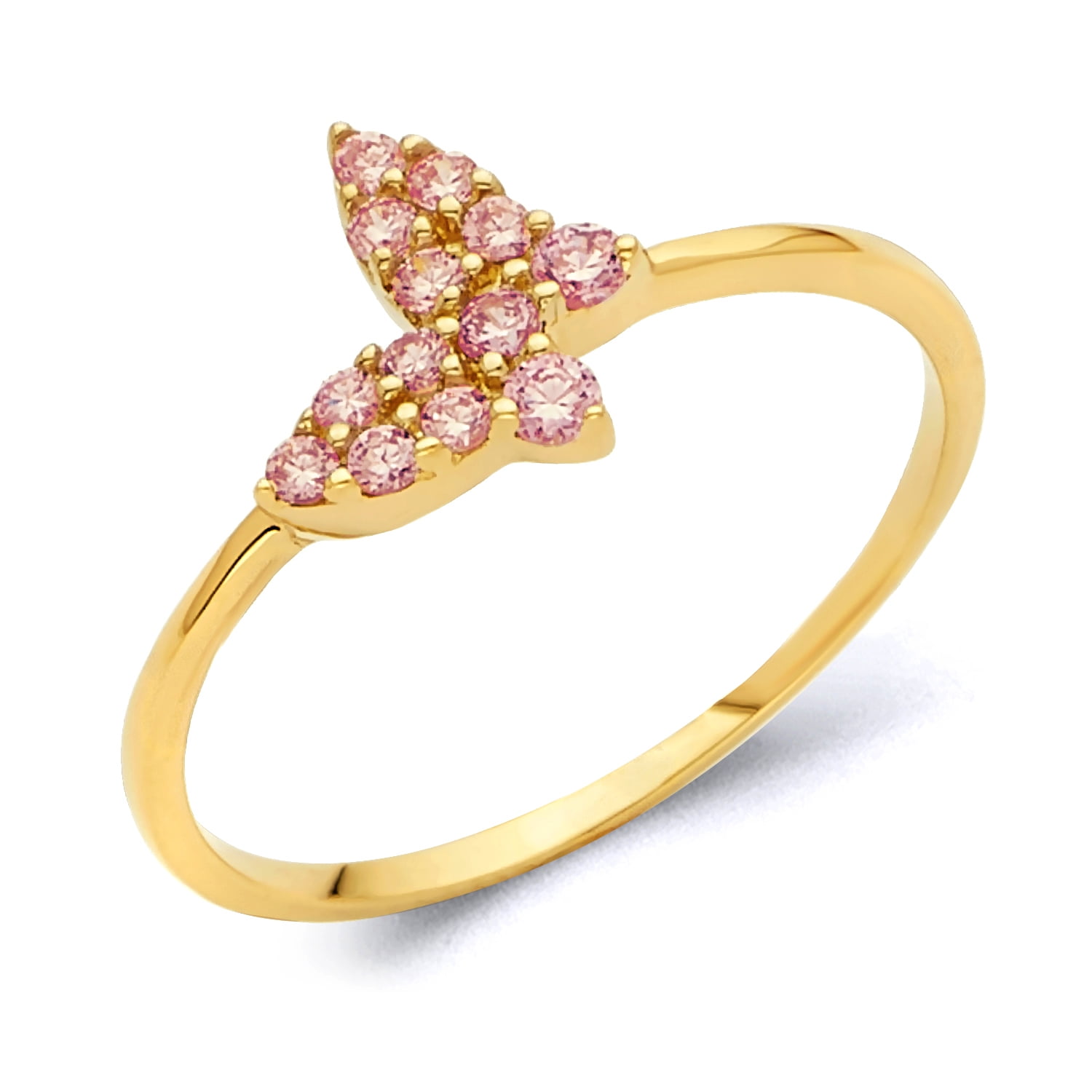Wellingsale Ladies Solid 14k Yellow Gold Polished CZ Cubic Zirconia ...
