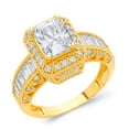 thumbnail image 1 of Wellingsale Ladies Solid 14k Yellow Gold Polished CZ Cubic Zirconia Engagement Ring - Size 6.5, 1 of 3