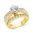thumbnail image 1 of Wellingsale Ladies Solid 14k Yellow Gold Polished CZ Cubic Zirconia Engagement Ring - Size 6, 1 of 3