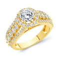 thumbnail image 1 of Wellingsale Ladies Solid 14k Yellow Gold Polished CZ Cubic Zirconia Engagement Ring - Size 8, 1 of 3