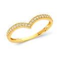 thumbnail image 1 of Wellingsale Ladies Solid 14k Yellow Gold Polished CZ Cubic Zirconia Right Hand Ring Band - Size 8, 1 of 5