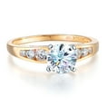 thumbnail image 1 of Wellingsale Ladies Solid 14k Yellow Gold Polished CZ Cubic Zirconia Round Cut Engagement Ring - Size 9, 1 of 6