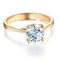 thumbnail image 1 of Wellingsale Ladies Solid 14k Yellow Gold Polished CZ Cubic Zirconia Round Cut Engagement Ring - size 6.5, 1 of 6