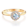 thumbnail image 1 of Wellingsale Ladies Solid 14k Yellow Gold Polished CZ Cubic Zirconia Round Cut Halo Engagement Ring - Size 8, 1 of 6