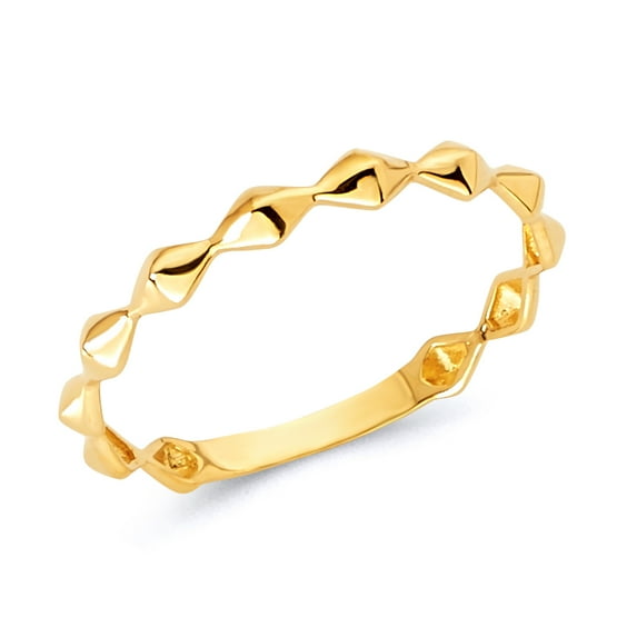 Wellingsale Ladies Solid 14k Yellow Gold Polished Faceted Diamond Design Wedding Ring Band - Size 6.5