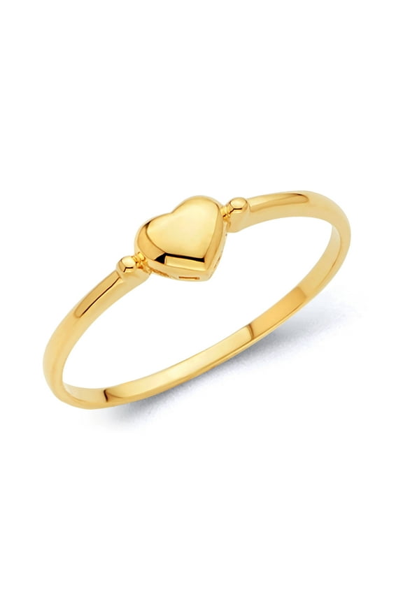 Ladies Solid 14k Yellow Gold Polished Heart Right Hand Fashion Ring - Size 9