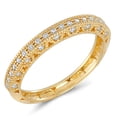 thumbnail image 1 of Wellingsale Ladies Solid 14k Yellow Gold Polished Round Pave Set CZ Cubic Zirconia Milgrain Wedding Ring Band - Size 9, 1 of 4