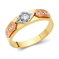 thumbnail image 1 of Wellingsale Men's Solid 14k Tri 3 Color Gold Polished CZ Cubic Zirconia Wedding Band - Size 10.5, 1 of 5