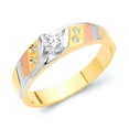 thumbnail image 1 of Wellingsale Men's Solid 14k Tri 3 Color Gold Polished CZ Cubic Zirconia Wedding Band - Size 10, 1 of 5
