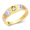 thumbnail image 1 of Wellingsale Men's Solid 14k Tri 3 Color Gold Polished CZ Cubic Zirconia Wedding Band - Size 8, 1 of 5