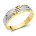 thumbnail image 1 of Wellingsale Men's Solid 14k Two 2 Tone White and Yellow Gold Polished CZ Cubic Zirconia Wedding Band - Size 11, 1 of 5