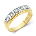 thumbnail image 1 of Wellingsale Men's Solid 14k Two 2 Tone White and Yellow Gold Polished CZ Cubic Zirconia Wedding Band - Size 13, 1 of 5