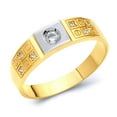 thumbnail image 1 of Wellingsale Men's Solid 14k Two 2 Tone White and Yellow Gold Polished CZ Cubic Zirconia Wedding Band - Size 8, 1 of 5