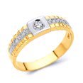 thumbnail image 1 of Wellingsale Men's Solid 14k Two 2 Tone White and Yellow Gold Polished CZ Cubic Zirconia Wedding Band with Side Stones - Size 12, 1 of 5