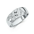 thumbnail image 1 of Wellingsale Men's Solid 14k White Gold Polished CZ Cubic Zirconia Wedding Band - Size 11, 1 of 3
