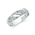 thumbnail image 1 of Wellingsale Men's Solid 14k White Gold Polished CZ Cubic Zirconia Wedding Band - Size 12.5, 1 of 3