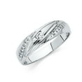 thumbnail image 1 of Wellingsale Men's Solid 14k White Gold Polished CZ Cubic-Zirconia Wedding Band - Size 12, 1 of 3
