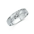 thumbnail image 1 of Wellingsale Men's Solid 14k White Gold Polished CZ Cubic Zirconia Wedding Band - Size 12, 1 of 3
