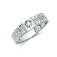 thumbnail image 1 of Wellingsale Men's Solid 14k White Gold Polished CZ Cubic Zirconia Wedding Band with Side Stones - Size 11.5, 1 of 3