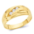 thumbnail image 1 of Wellingsale Men's Solid 14k Yellow Gold Polished CZ Cubic Zirconia Wedding Band - Size 10.5, 1 of 5