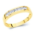 thumbnail image 1 of Wellingsale Men's Solid 14k Yellow Gold Polished CZ Cubic Zirconia Wedding Band - Size 8, 1 of 5
