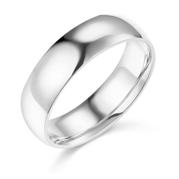 Wellingsale Mens 14k White Gold Solid 6mm COMFORT FIT Traditional Wedding Band Ring - Size 5.5