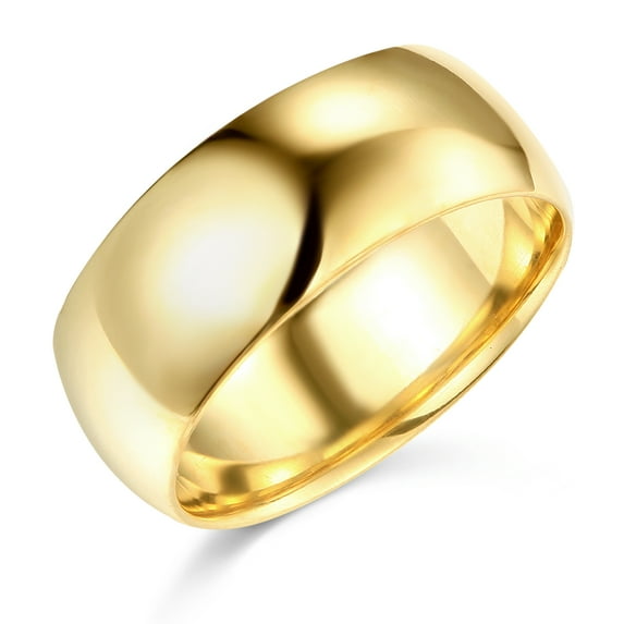 Wellingsale Mens 14k Yellow Gold Solid 8mm COMFORT FIT Traditional Wedding Band Ring - Size 12