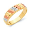 thumbnail image 1 of Wellingsale Mens Solid 14k 3 Tri Color White Yellow and Rose / Pink Gold Polished CZ Cubic Zirconia Wedding Ring Band - Size 10.5, 1 of 5