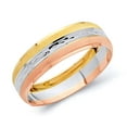 thumbnail image 1 of Wellingsale Mens Solid 14k 3 Tri Color White Yellow and Rose / Pink Gold Polished Diamond Cut Wedding Ring Band - Size 9.5, 1 of 5
