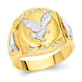 thumbnail image 1 of Wellingsale Mens Solid 14k Two 2 Tone White and Yellow Gold Polished CZ Cubic Zirconia Signet Ring - Size 9.5, 1 of 5