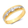 thumbnail image 1 of Wellingsale Mens Solid 14k Two 2 Tone White and Yellow Gold Polished CZ Cubic Zirconia Wedding Ring Band - Size 12.5, 1 of 3