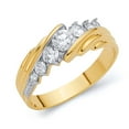 thumbnail image 1 of Wellingsale Mens Solid 14k Two 2 Tone White and Yellow Gold Polished CZ Cubic Zirconia Wedding Ring Band - Size 13, 1 of 5