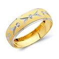thumbnail image 1 of Wellingsale Mens Solid 14k Two 2 Tone White and Yellow Gold Polished Diamond Cut CZ Cubic Zirconia Wedding Ring Band - Size 12.5, 1 of 5