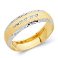 thumbnail image 1 of Wellingsale Mens Solid 14k Two 2 Tone White and Yellow Gold Polished Diamond Cut CZ Cubic Zirconia Wedding Ring Band - Size 9.5, 1 of 3